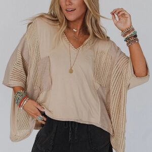 POL Tan Textured Knit Top